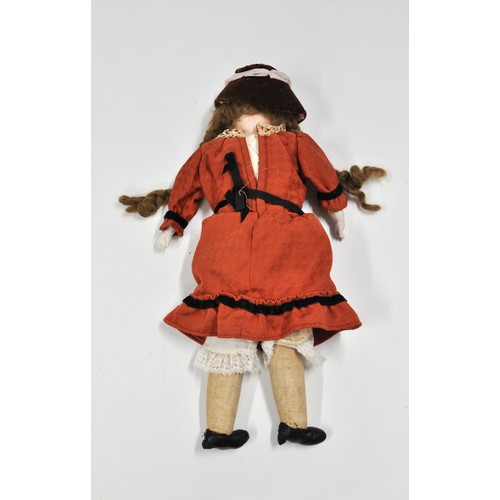 225 - German bisque/fabric/leather doll. Possibly  Cuno & Otto Dressel