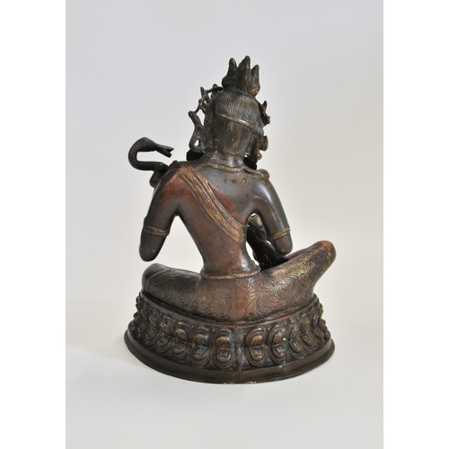 237 - Bronzed figure of a goddess, 19th/20th century Probably Saraswati, modelled in dancing pose and play... 