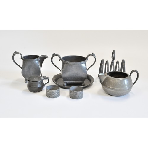 238 - Arts & Craft English pewter by Reliable, x3 items together with Cameo pewter etc. AF