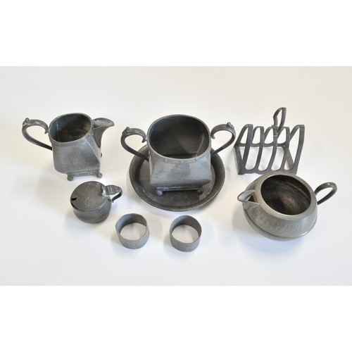 238 - Arts & Craft English pewter by Reliable, x3 items together with Cameo pewter etc. AF