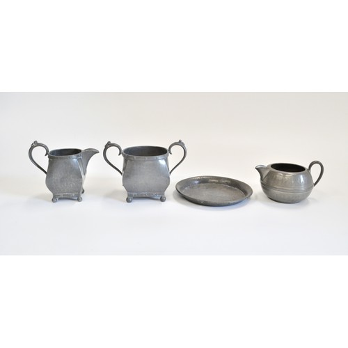 238 - Arts & Craft English pewter by Reliable, x3 items together with Cameo pewter etc. AF