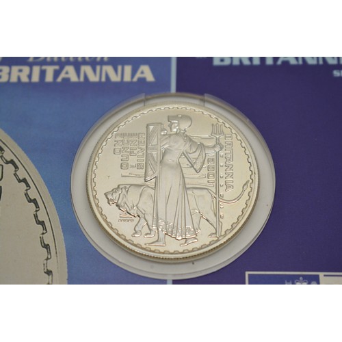 254 - Royal Mint 2000 Millenium Silver £5 coin, Silver Bullion £2 Britannia coin together with limited edi... 