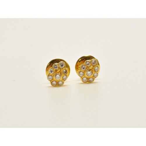 275 - Diamond earrings with screw design to stud (weighing approx 2.3g gross)  together with pair of 22ct ... 