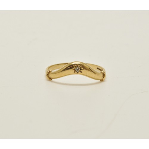 287 - 9ct yellow gold wishbone design, 1.3g approx gross weight and size N