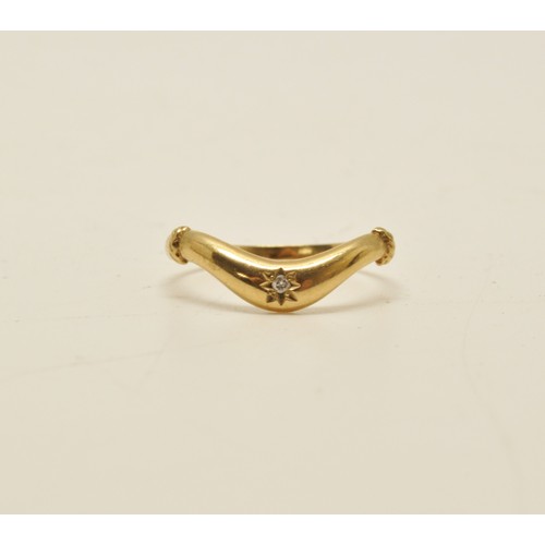 287 - 9ct yellow gold wishbone design, 1.3g approx gross weight and size N