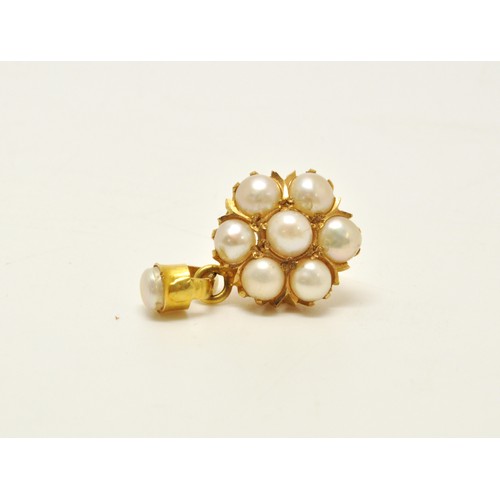 289 - 9ct yellow gold ring of pearl cluster design hallmarked London appprox weight 1.85g, together with y... 