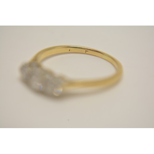 292 - Yellow gold diamond Trilogy ring, approx size N/O, Approx 0.50ct.