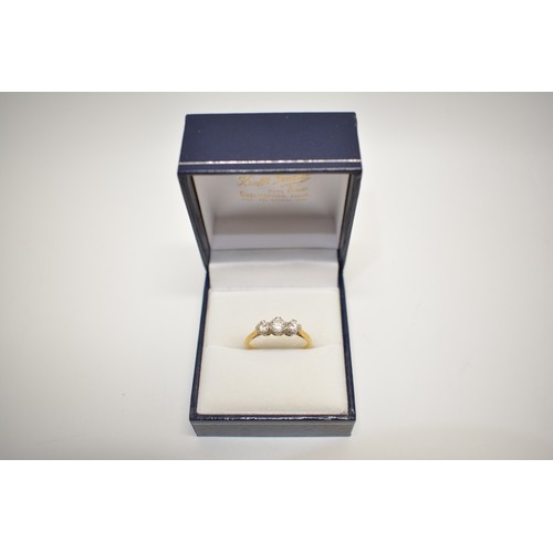 292 - Yellow gold diamond Trilogy ring, approx size N/O, Approx 0.50ct.