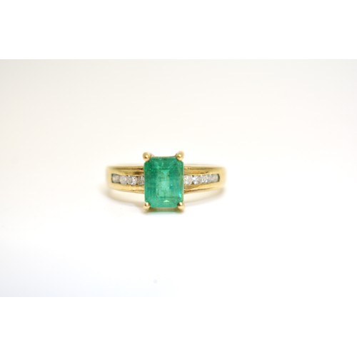 294 - 9ct gold Siberian emerald and diamond dress ring, fully hallmarked with Certificate - size N