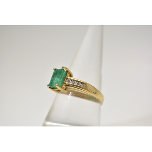 294 - 9ct gold Siberian emerald and diamond dress ring, fully hallmarked with Certificate - size N