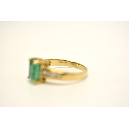 294 - 9ct gold Siberian emerald and diamond dress ring, fully hallmarked with Certificate - size N