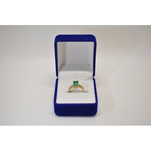 294 - 9ct gold Siberian emerald and diamond dress ring, fully hallmarked with Certificate - size N