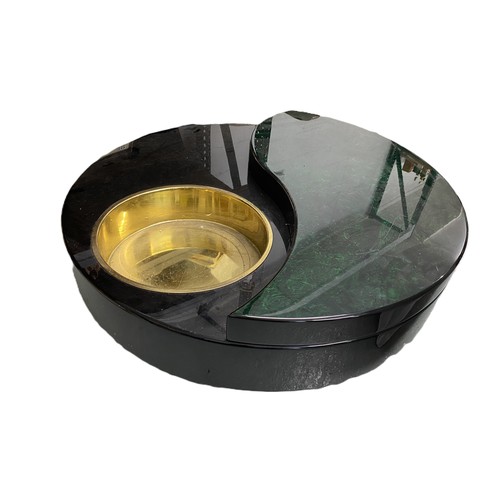 305 - Designer Cocktail/Champagne revolving table with integrated ice bucket - high gloss, malachite effec... 