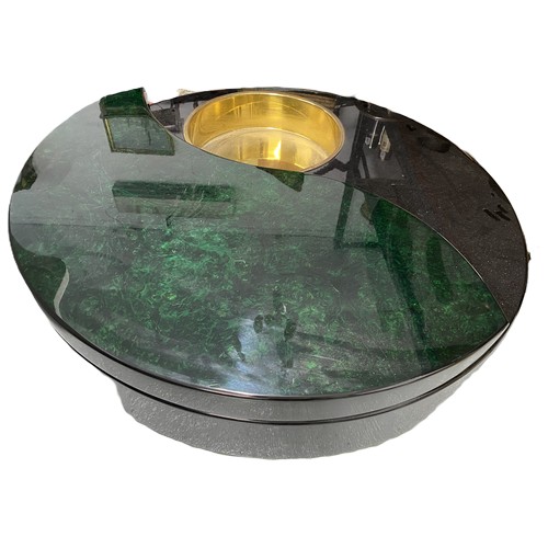 305 - Designer Cocktail/Champagne revolving table with integrated ice bucket - high gloss, malachite effec... 