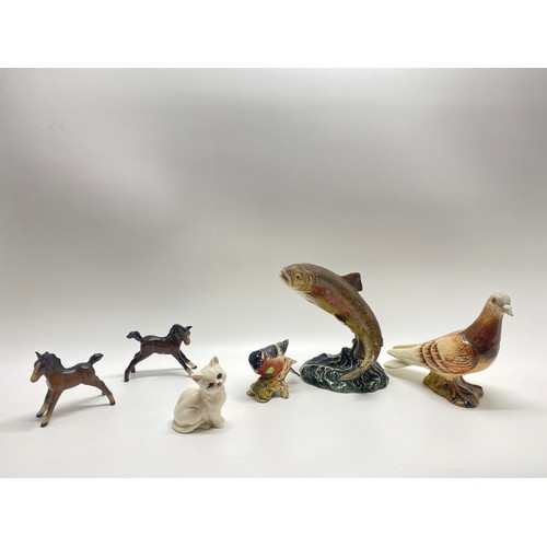 306 - Beswick group consisting of; Trout model 1032, Beswick Pigeon model 1383 together with other Beswick... 