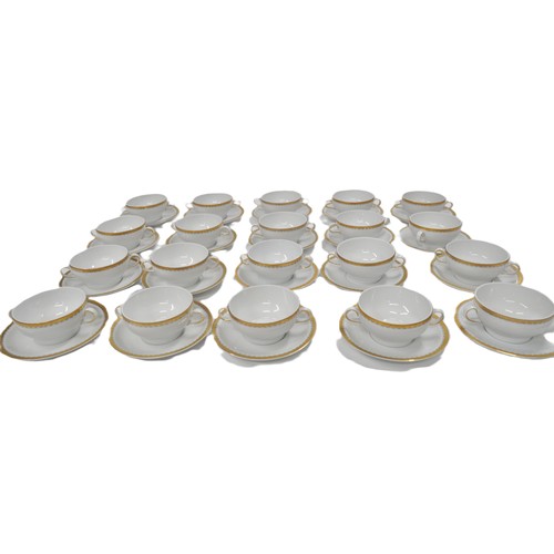 308 - Mexican Porcelain Consomme Set with gold rim, x20 bowls and x20 saucers.