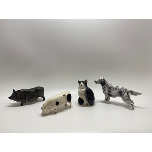 307A - x4 Royal Doulton ceramic animal figures including pigs, dog and cat