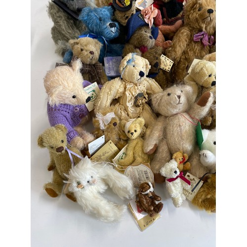 233 - A large collection of bears some are mohair,  to include Boyd Bears, Claywood Bears, Gund Bears, GAN... 