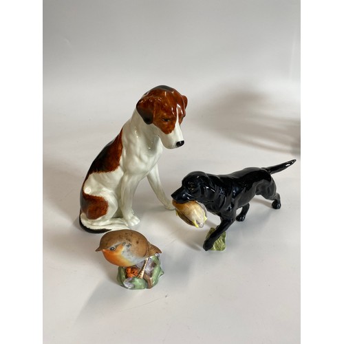 311 - Royal Worcester hunting dog with game plus two other Royal Worcester figures