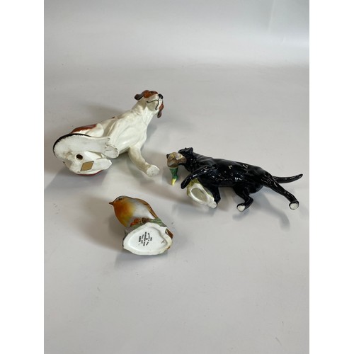 311 - Royal Worcester hunting dog with game plus two other Royal Worcester figures