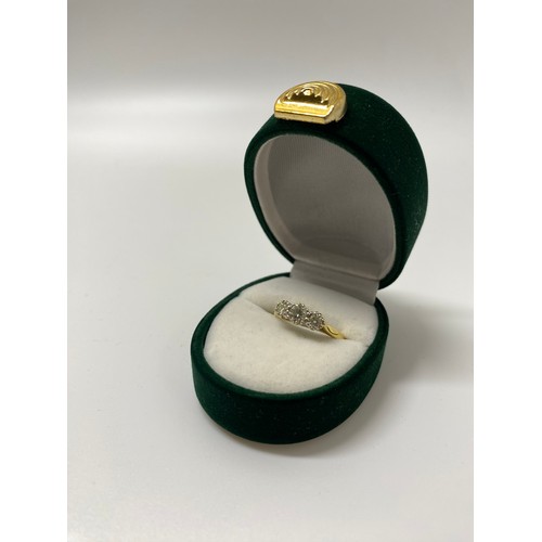 294B - 18ct yellow gold diamond trilogy ring, approx size K, approx 0.50ct, gross weight  3.15g.