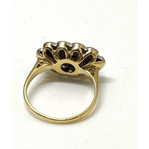 294A - 18ct yellow gold diamond cluster ring, approx size j-k with box, approx gross weight 4.4g.