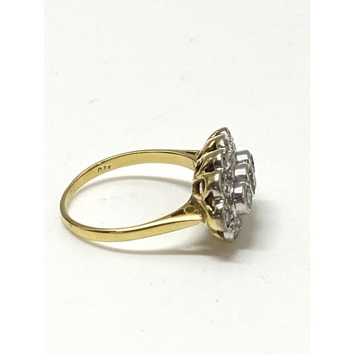 294A - 18ct yellow gold diamond cluster ring, approx size j-k with box, approx gross weight 4.4g.