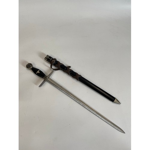 33 - Replica German dagger in scabbard together with mixed bronze medallions, uniform buttons  and boxed ... 