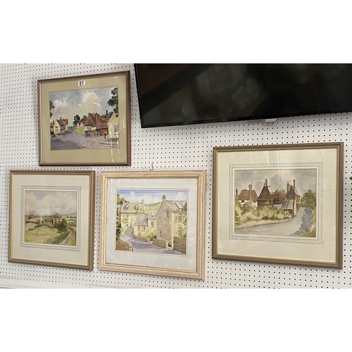 61 - Original watercolour bundle consisting of landscape scenes depicting Cotswold Houses in Gloucestersh... 