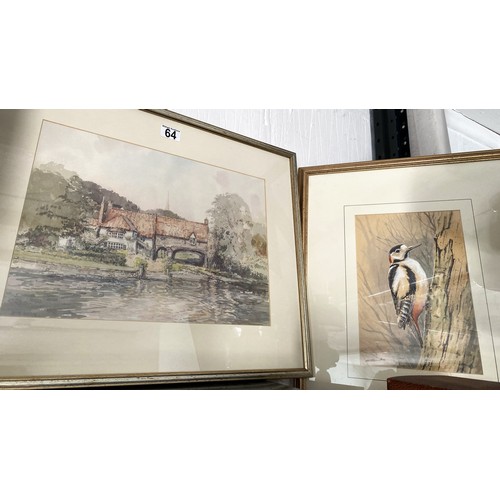 64 - Watercolour depicting watermill at Pulls Ferry by Keith Johnson, together with watercolour of a Grea... 