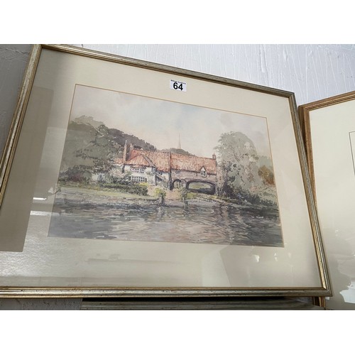 64 - Watercolour depicting watermill at Pulls Ferry by Keith Johnson, together with watercolour of a Grea... 