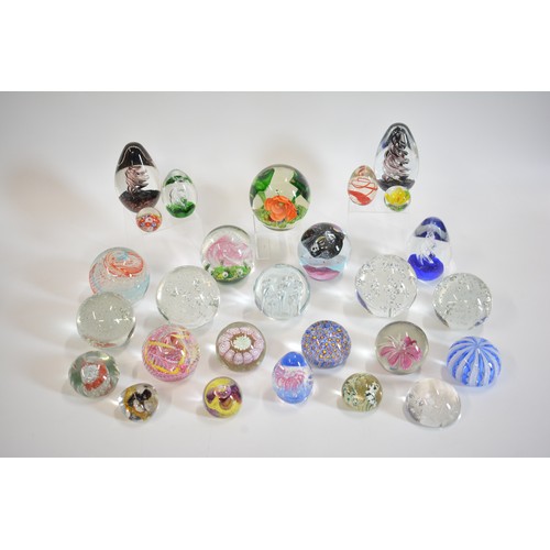 1 - A large quantity of mixed glass paperweights, various designs, shapes and colours