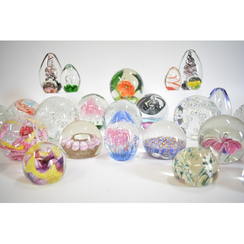 1 - A large quantity of mixed glass paperweights, various designs, shapes and colours