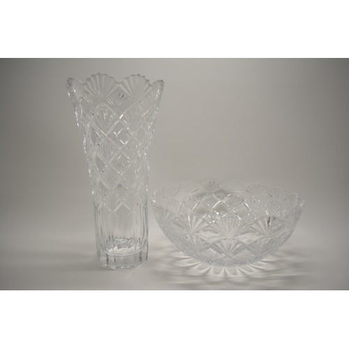 5 - A group of cut crystal glassware items consisting of vases and bowls