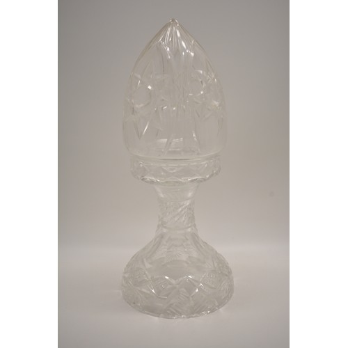 7 - Art Deco/style cut Crystal glass base with dome shade.