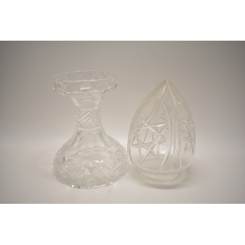 7 - Art Deco/style cut Crystal glass base with dome shade.