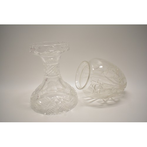 7 - Art Deco/style cut Crystal glass base with dome shade.