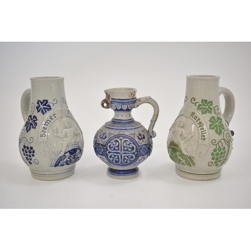 19 - Bremer Ratskeller German stoneware jugs together with Westerwalt salt glazed jug