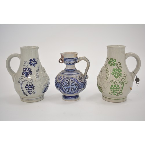 19 - Bremer Ratskeller German stoneware jugs together with Westerwalt salt glazed jug