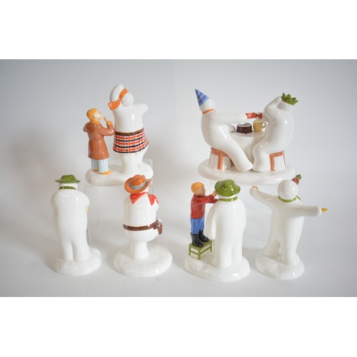 20 - x6 Coalport Characters  'The Snowman' handpainted ceramic figures