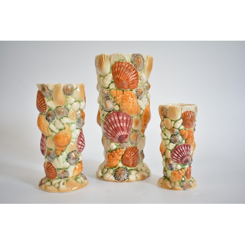 27 - Group of Sylvac seashell design vases and pots,  nos. 4162