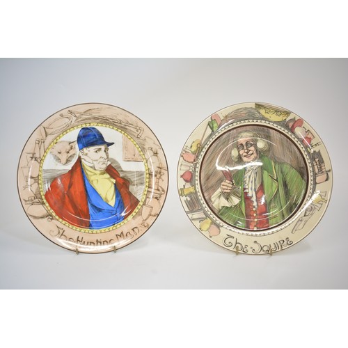 28 - x2 Royal Doulton antique cabinet plates one entitled 'The Hunting Man' and the other 'The Squire'.