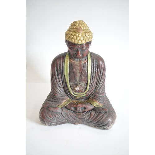 41 - Heavy cast Garden statue of seated buddha, approx H45cm