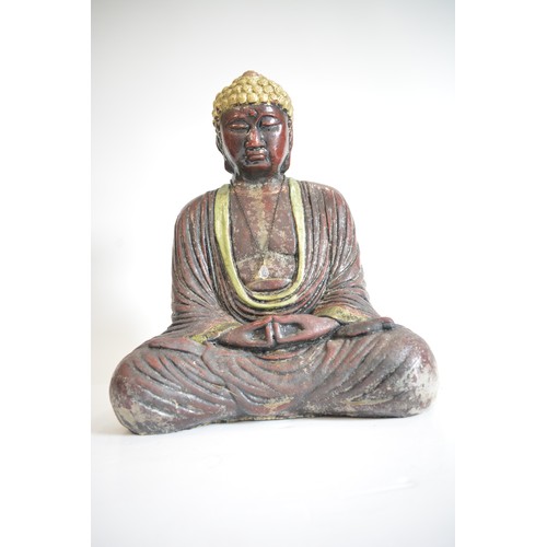 41 - Heavy cast Garden statue of seated buddha, approx H45cm