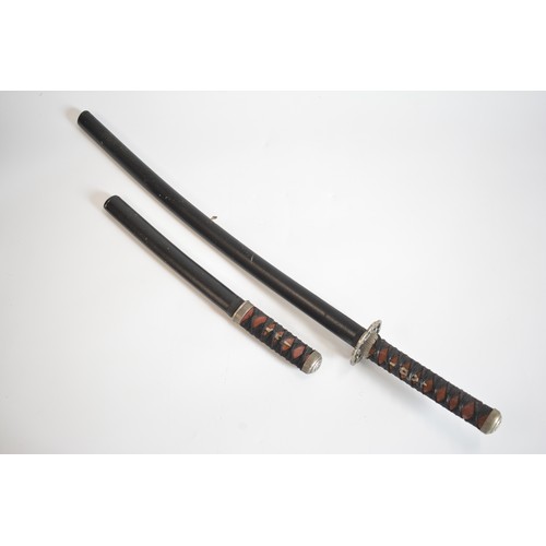 44 - x2 tourist ceremonial Samurai swords with scabbards, for decoration purposes. Collection Only