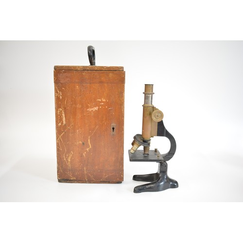 62 - Vintage Microscope in original wooden case