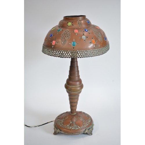 67 - Middle Eastern style copper lamp, Working and PAT tested but in need of some TLC.