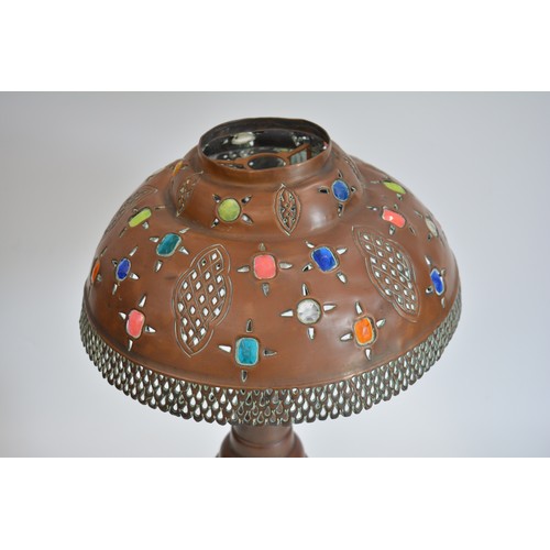 67 - Middle Eastern style copper lamp, Working and PAT tested but in need of some TLC.