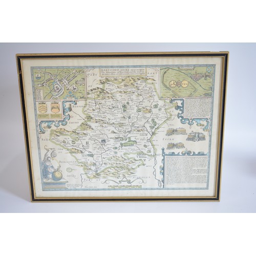 72 - Two framed and glazed vintage maps, one predominantly of the county of Essex by Eman Bowen and  the ... 