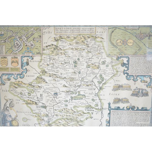 72 - Two framed and glazed vintage maps, one predominantly of the county of Essex by Eman Bowen and  the ... 